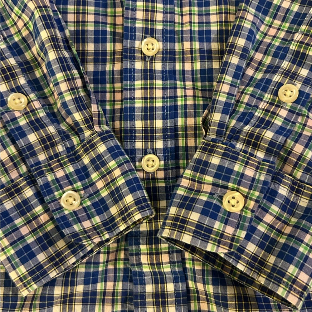Polo Ralph Lauren long sleeve Shirt in Blue Green white purple plaid sz M(10-12)